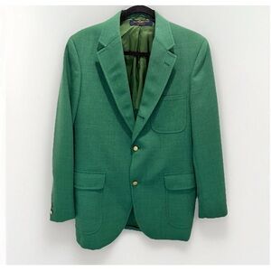 VTG Brooks Brothers Blazer Mens 40L Golf Green Sport Coat Jacket Gold Button USA